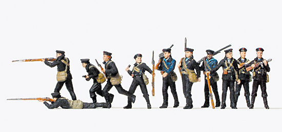 WWII Soviet marine light infantry (11 unpainted figures)<br /><a href='images/pictures/Preiser/16569.jpg' target='_blank'>Full size image</a>